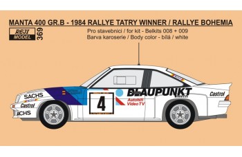 Decal – Opel Manta 400 Gr.B - 1986 Rallye Tatry winner - Petersen / Bockelmann 1/24